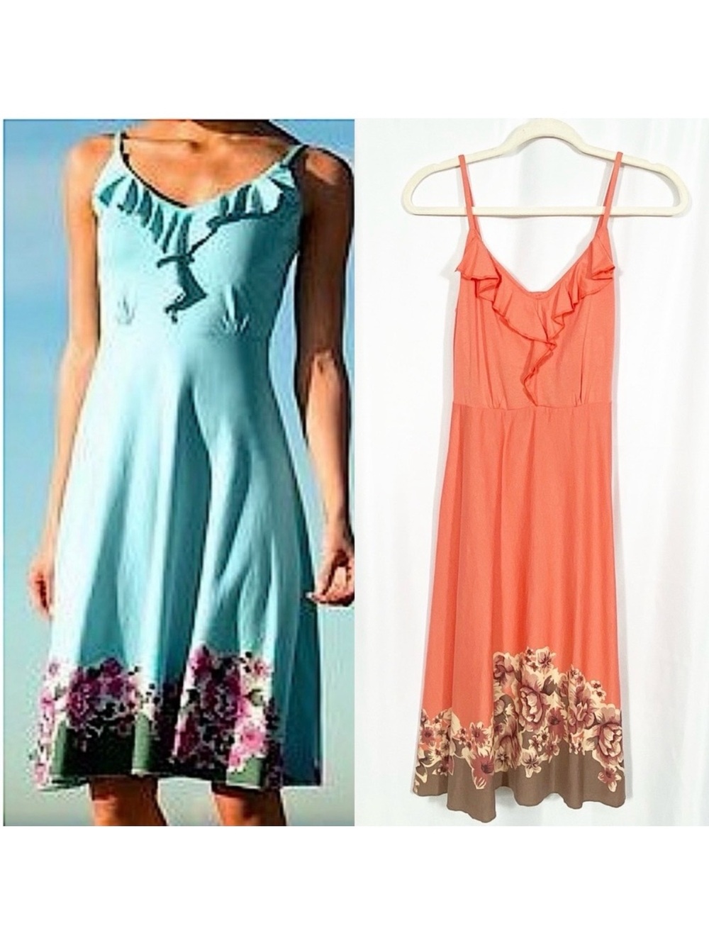 Patagonia Kamala Ruffle Tank Organic Cotton Dress: Coral Floral